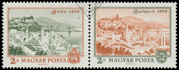 Stamp printed in Hungary shows View of Budapest