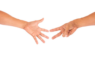 hand on white background