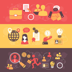 Job interview flat banner set