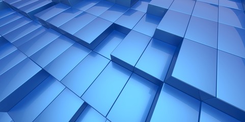Fototapeta premium Abstract blue azzure background of 3d blocks