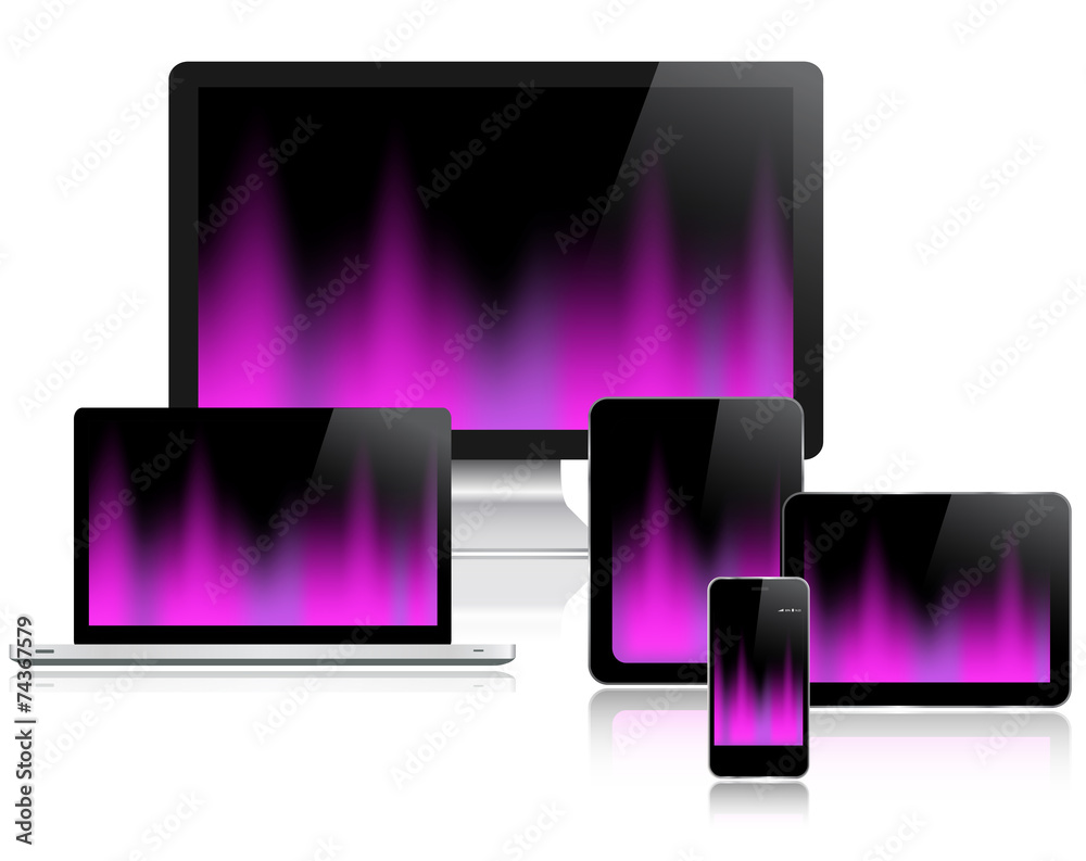 Wall mural website template on multiple devices