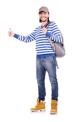 Naklejka premium Young student isolated on the white background