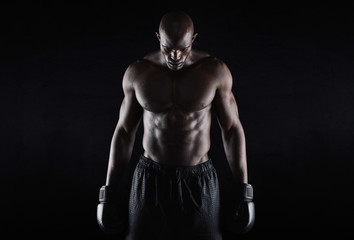 Fototapeta na wymiar Professional african boxer