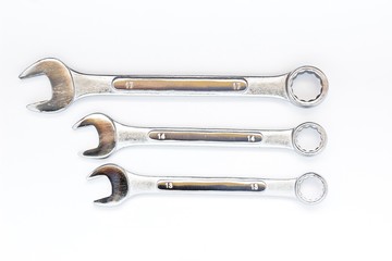 Wrench tools on white background. Horizontal image