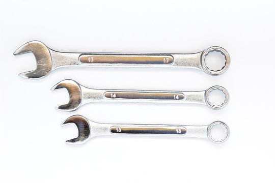 Wrench tools on white background. Horizontal image