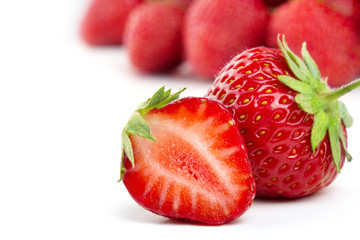 strawberries on white