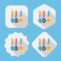 kitchenware spatula flat icon with long shadow,eps10