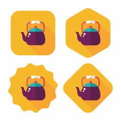 kitchenware tea pot flat icon with long shadow,eps10