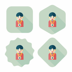 winning boy flat icon with long shadow,eps10