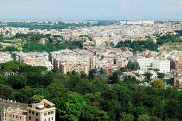Fototapeta na wymiar Aerial view of Rome city from St Peter Basilica roof