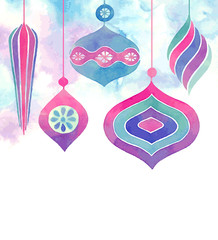 Vector Watercolor christmas card.