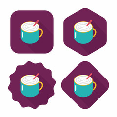 coffee latte art flat icon with long shadow,eps10