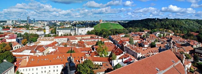 Naklejka na ściany i meble Vilnius city aerial view from Vilnius University tower