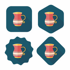 tea pot flat icon with long shadow,eps10