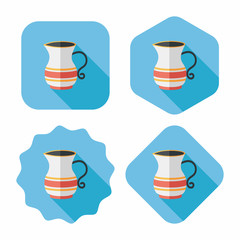 tea pot flat icon with long shadow,eps10