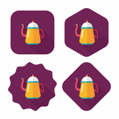 coffee kettle flat icon with long shadow,eps10