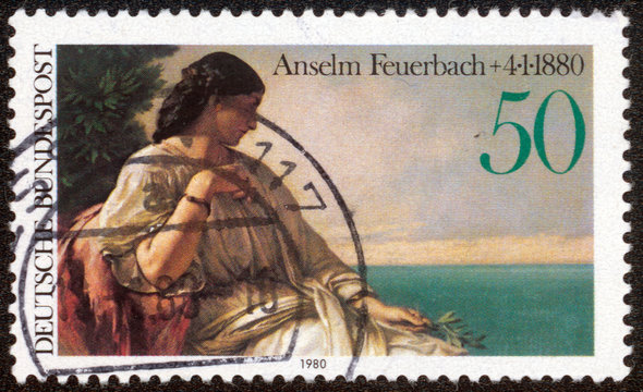 stamp printed in German shows Iphigenia by Anselm Feuerbach