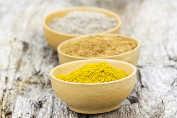 spices - cardamon, cinnamon, curry