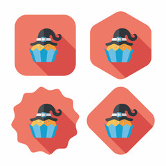 Halloween cupcake with witch's hat flat icon with long shadow,ep