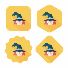 cute witch flat icon with long shadow,eps10