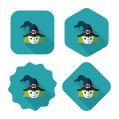 cute witch flat icon with long shadow,eps10