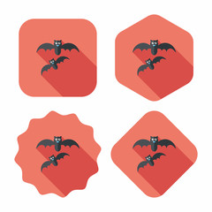 Halloween bat flat icon with long shadow,eps10