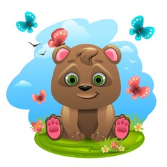 Obraz na płótnie Canvas Cartoon brown bear