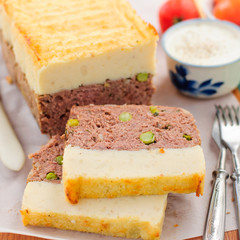 Meatloaf Topped with Cheesy Mashed Potato