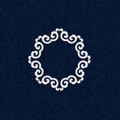 White ornament blue background in east style.
