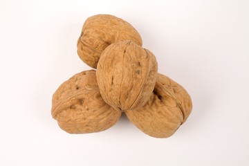 Vier Walnüsse von oben