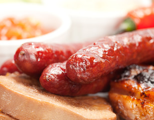 Grilled sausage collage.
