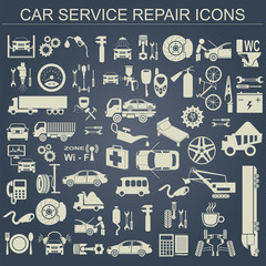 Set of auto repair service elements for creating your own infogr