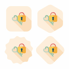 Valentine's Day lover lock flat icon with long shadow,eps10
