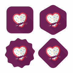 Valentine's Day cookie flat icon with long shadow,eps10
