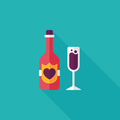 wedding champagne flat icon with long shadow,eps10