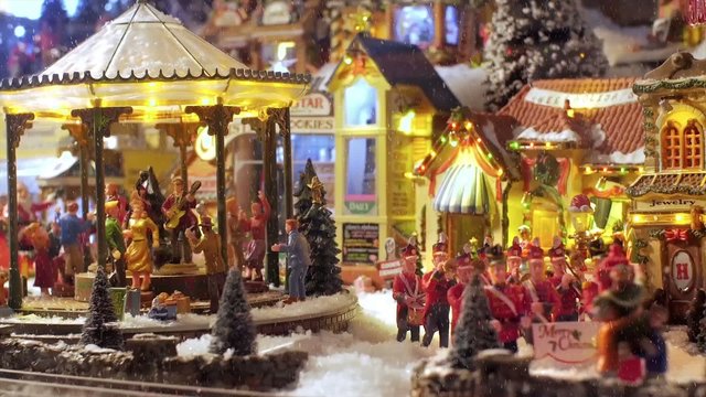 Model Village. A Miniature Town During Christmas Holidays.