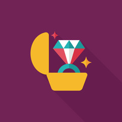 Propose diamond ring flat icon with long shadow,eps10