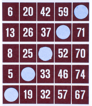 Red bingo card isolated