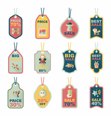 Space tag banner flat design background set, eps10