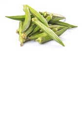 Okra or ladies' fingers vegetables over white background