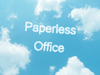 cloud words with design on blue sky background