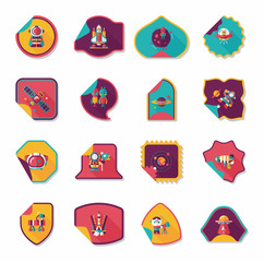 Space stickers banner flat design background set, eps10