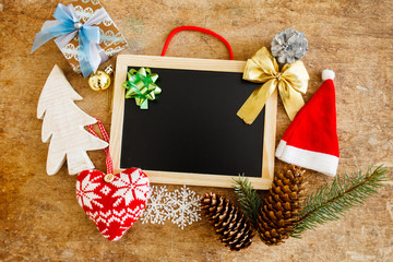 wooden frame and christmas decoration