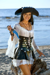 Pirate woman at the beach