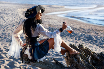 Pirate woman at the beach