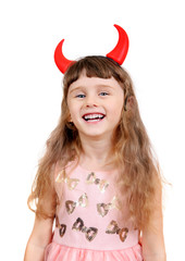 Little Girl with Devil Horns