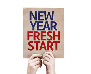 New Year Fresh Start card isolated on white background