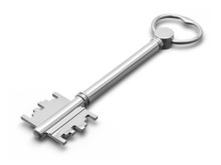 Metal key on white