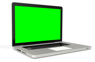 3d metal silver office notebook with green screen
