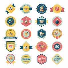 Space badge banner flat design background set, eps10